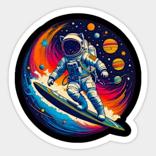 Cat Surfing a in Universe - For Space Astronaut Cat Sticker